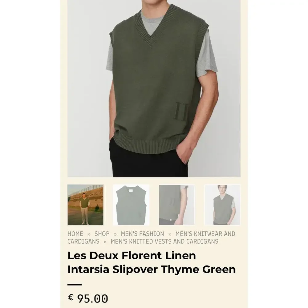 LES DEUX KNIT VEST SCANDINAVIAN STREETWEAR OVERSIZE FIT LINEN BLEND MEN SIZE M
